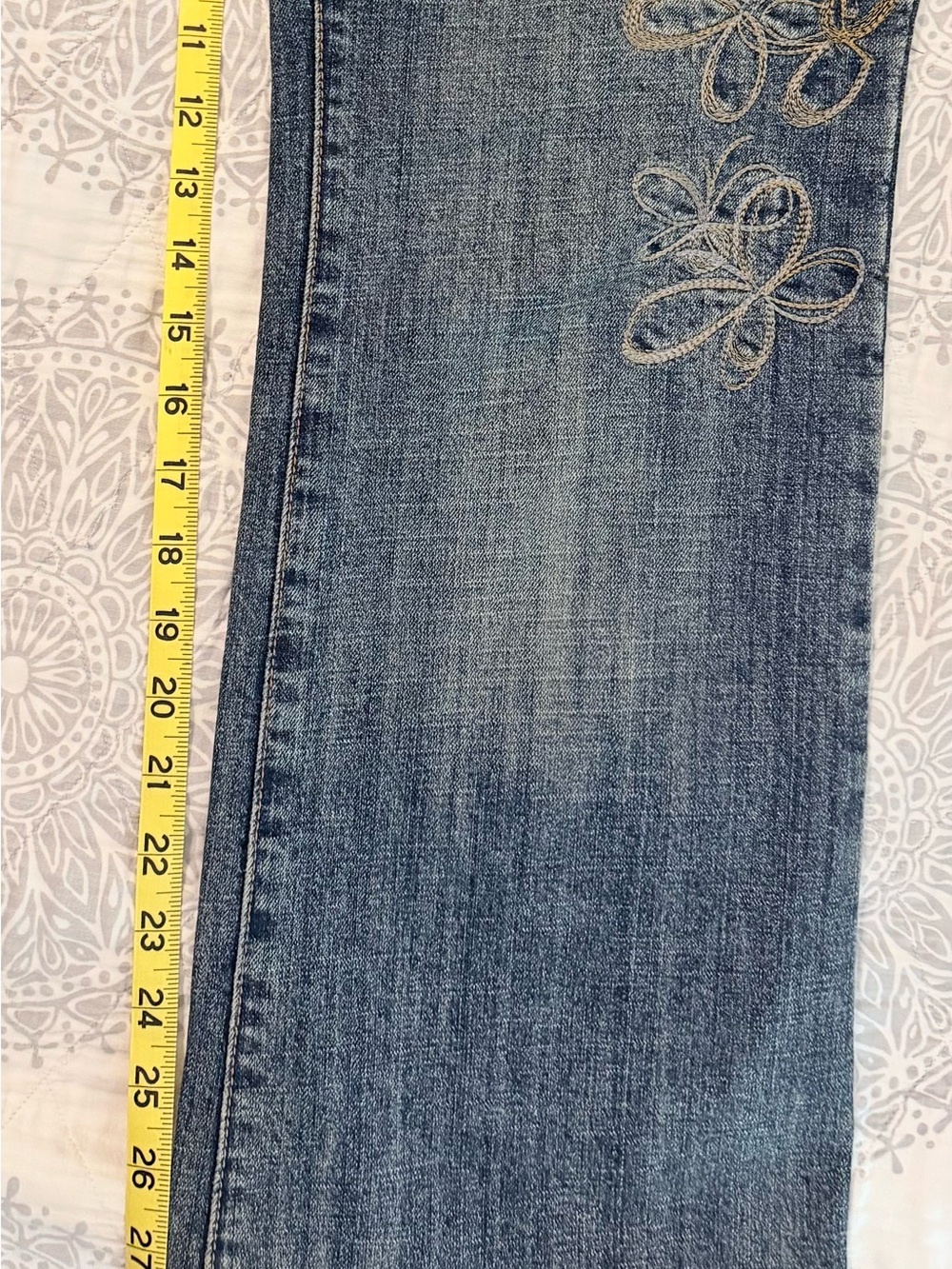 Baccini 10P Blue Boot Cut Jeans with Floral Stitching - Picture 4 of 7